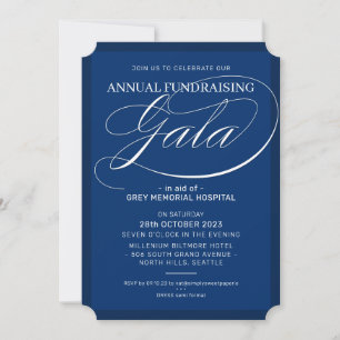 FUNDRAISING GALA elegant event fancy script navy Invitation