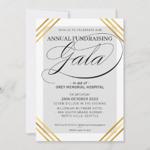 FUNDRAISING GALA event fancy gold frame grey Invitation