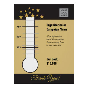 Fundraising Progress Chart Black Gold Poster