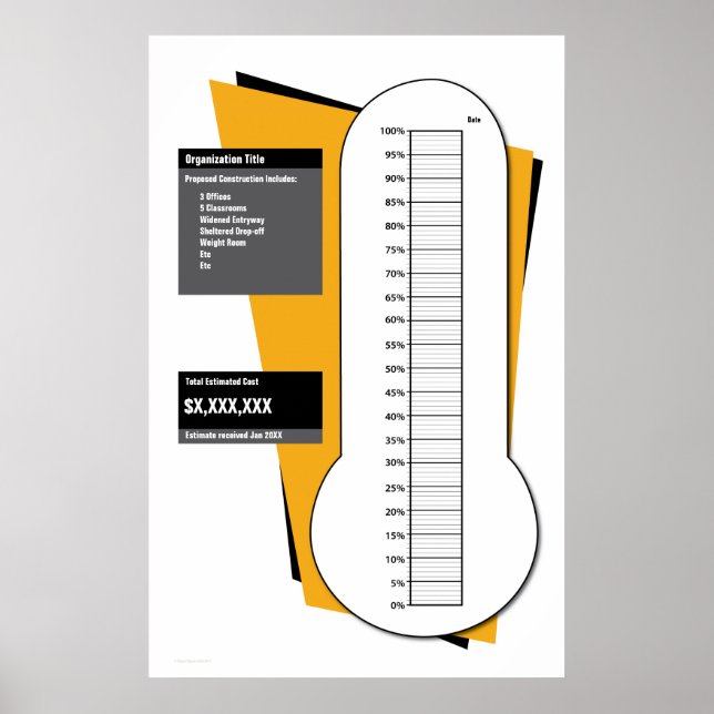 Fundraising Thermometer by Percentage Poster (Front)