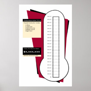 Fundraising Thermometer in Red - 20 sections Poster