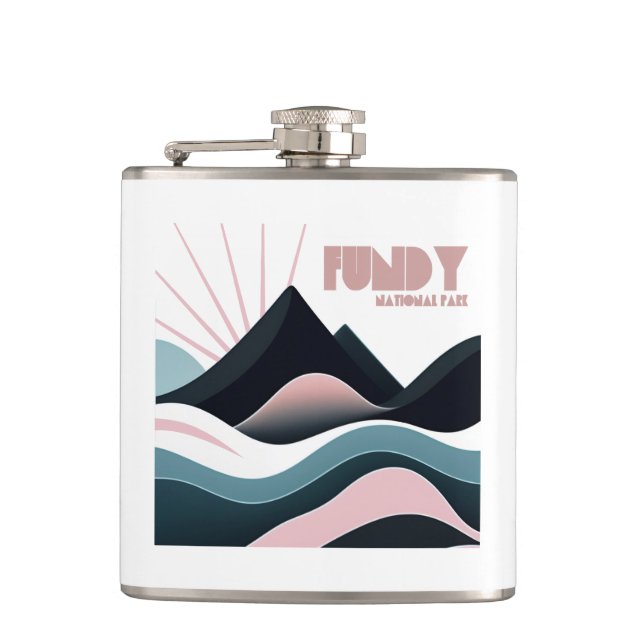Fundy National Park Coloured Hills Hip Flask (Front)
