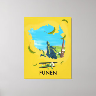 Funen , Denmark map travel poster Canvas Print