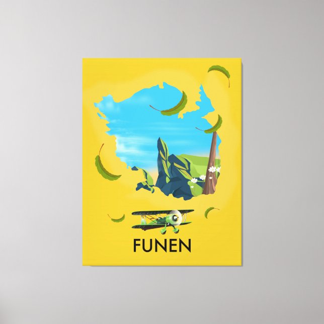 Funen , Denmark map travel poster Canvas Print (Front)