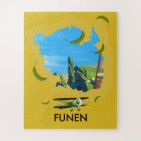 Funen , Denmark map travel poster
