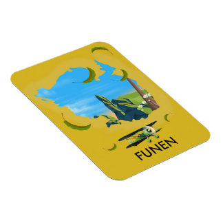 Funen , Denmark map travel poster Magnet