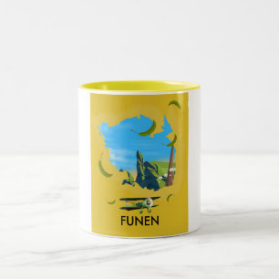 Funen , Denmark map travel poster Two-Tone Coffee Mug