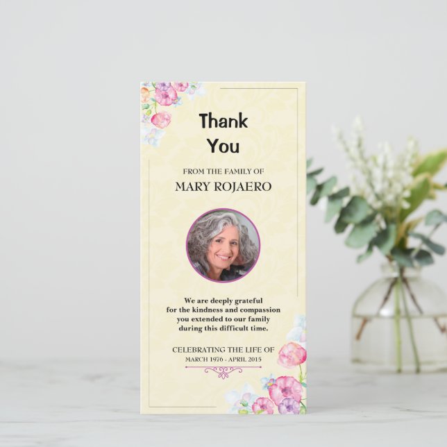 Funera Thank You Sympathy Photo Card (Standing Front)
