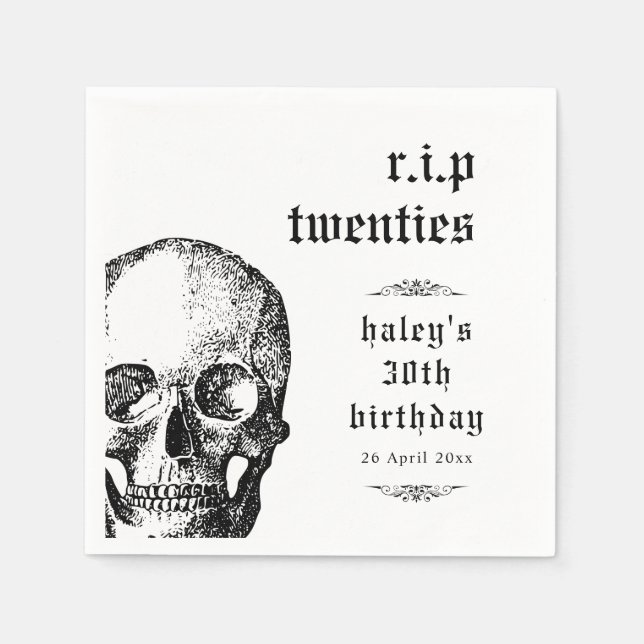 Funeral 30th RIP Twenties 20s Funny Skull Birthday Napkin (Front)