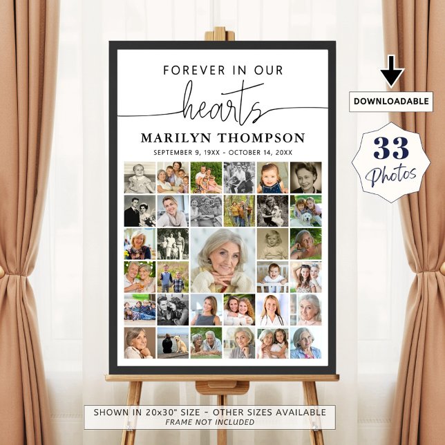 Funeral 33 Photo Collage Handwritten Hearts Poster (Creator Uploaded)