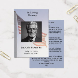 Funeral American Flag Military Prayer Card