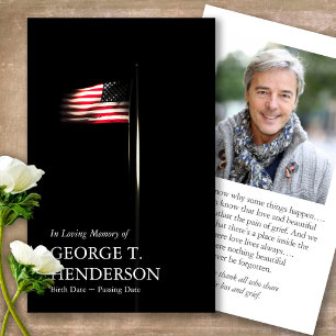 Funeral American Flag Prayer Sympathy Cards