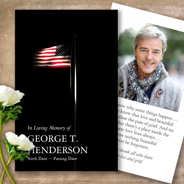 Funeral American Flag Prayer Sympathy Cards (military sympathy card, military prayer cards, funeral prayer card, death, military funeral cards)
