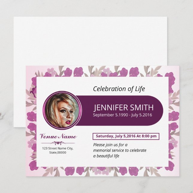 Funeral Announcement Card (Front/Back)