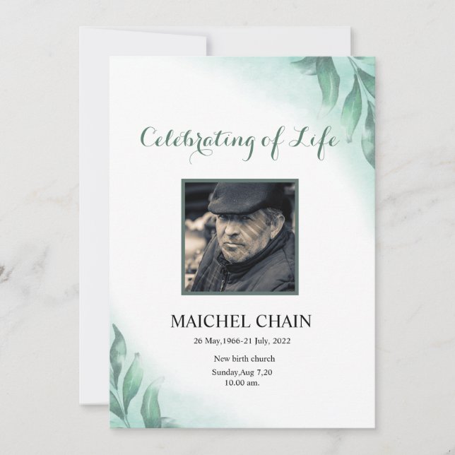 Funeral  Announcement Card (Front)