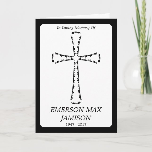 funeral announcement : elegant cross (Front)