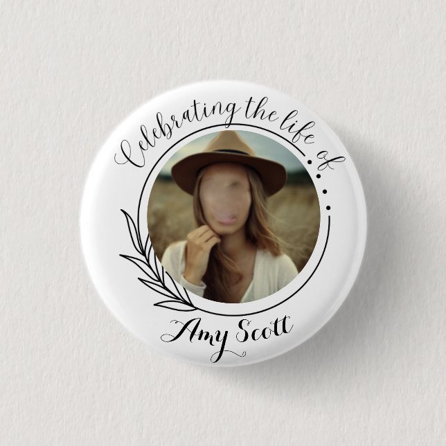 Funeral badges minimalist elegant photo design (Front)