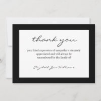Funeral Bereavement Black Boarder Thank You Card