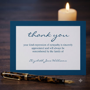 Funeral Bereavement Blue Boarder Thank You Card