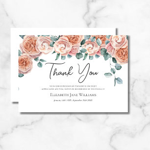 Funeral Bereavement Peach Roses  Thank You Card