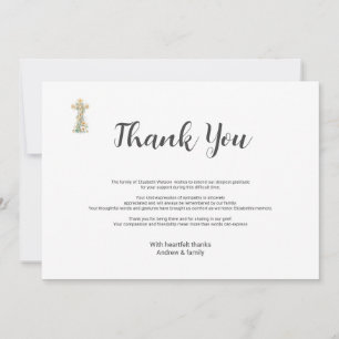 Funeral Bereavement Simple Floral Cross Thank You
