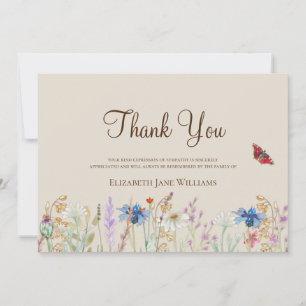 Funeral Bereavement Wildflower Thank You Card