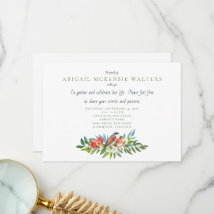 Funeral Bird and Pomegranate Celebration  Thank Yo Thank You Card