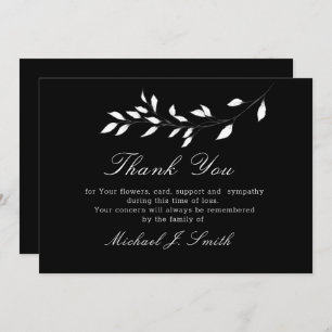 Funeral Black Elegant Floral Thank You Card