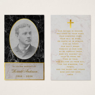 Funeral Black Marble Gold Memorial Prayer Card