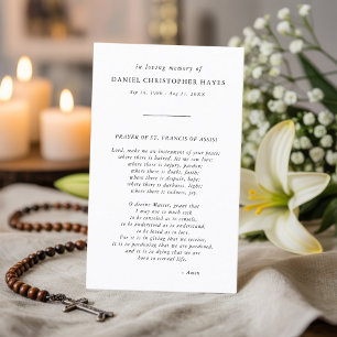 Funeral Black & White St. Francis Prayer Card