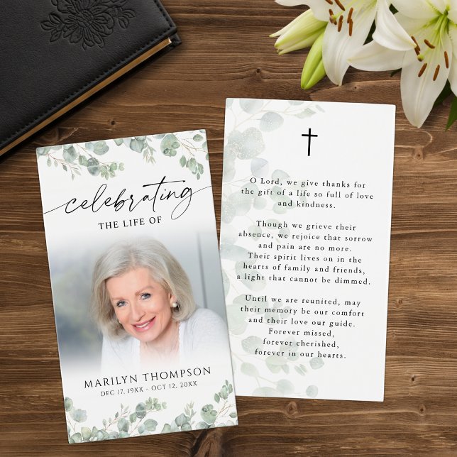 Funeral Botanical Celebrating Life Prayer Card (Creator Uploaded)