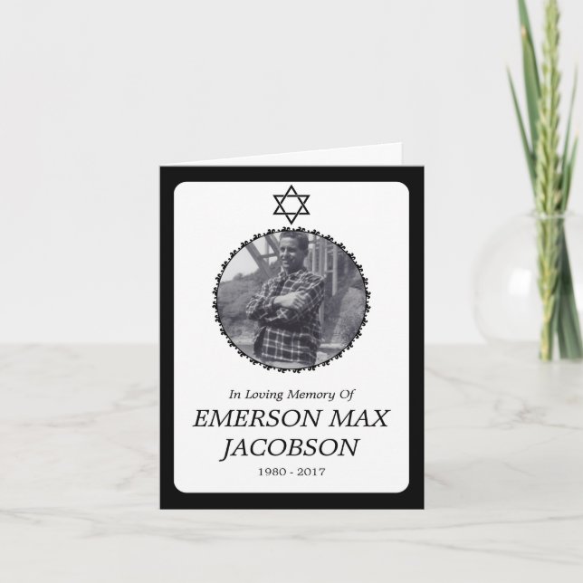 funeral card : elegant star of david (Front)