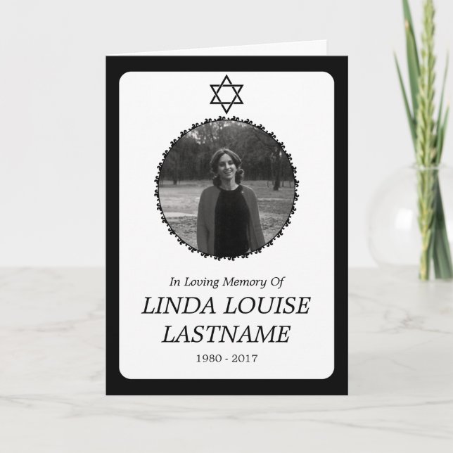 funeral card : elegant star of david (Front)
