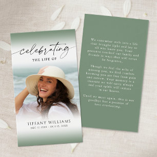 Funeral Celebrating the Life of Photo Prayer Card