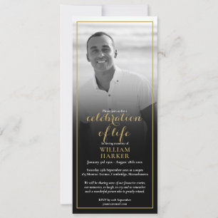 Funeral Celebration of Life Black and White Photo Invitation