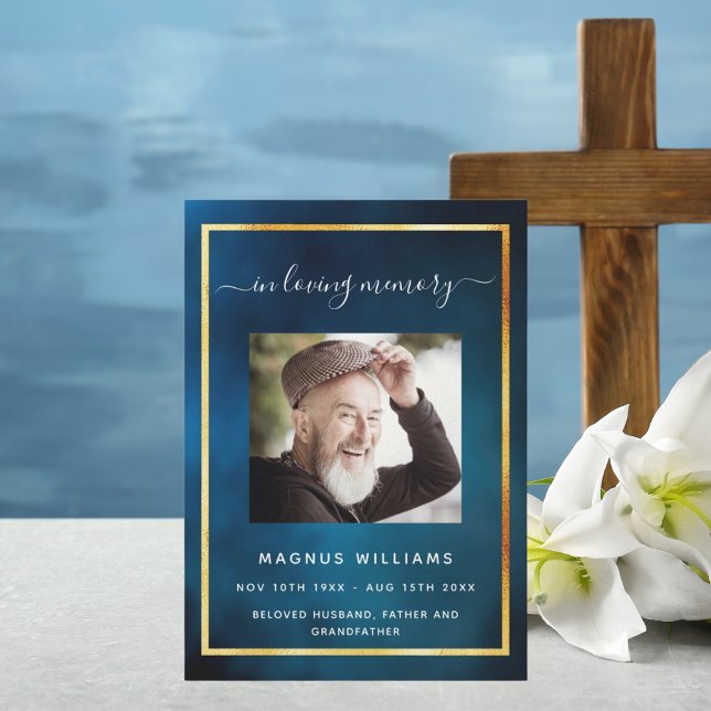 Funeral celebration of life blue sky photo program invitation (Creator Uploaded)