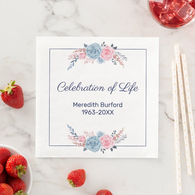  Funeral Celebration of Life Floral  Napkin (Insitu)