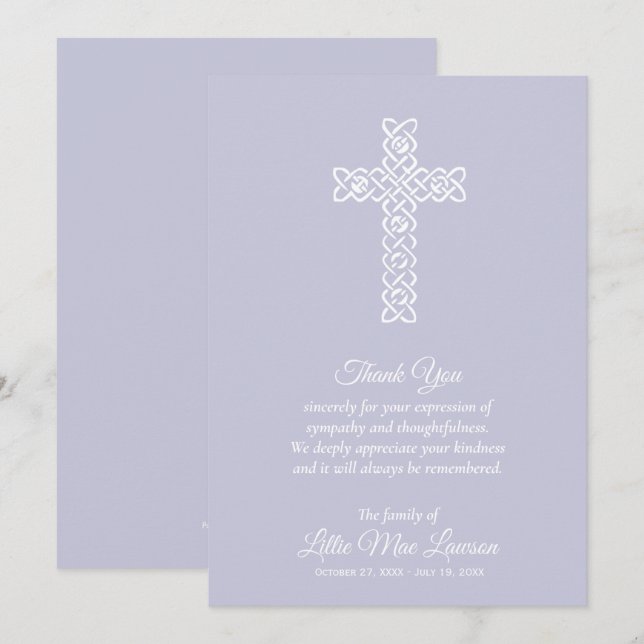 Funeral Celebration of Life Lavender Thank You (Front/Back)