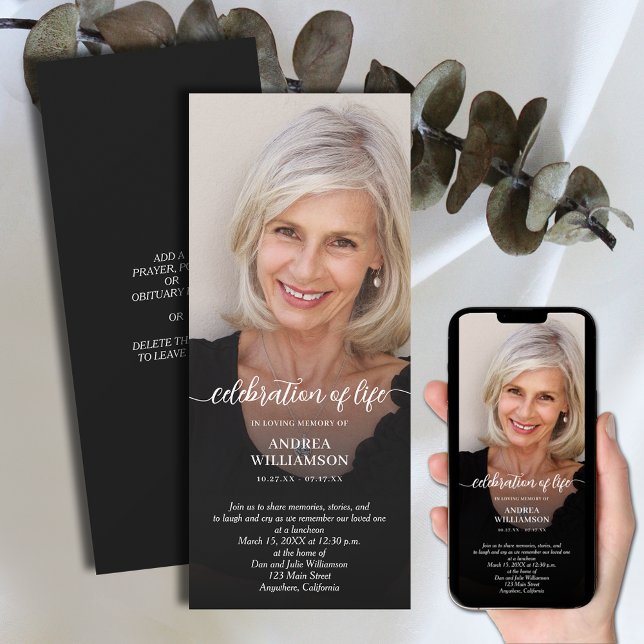 Funeral Celebration of Life Photo Invitation (Funeral Celebration of Life invitations with photo on front, room to put details on the back)