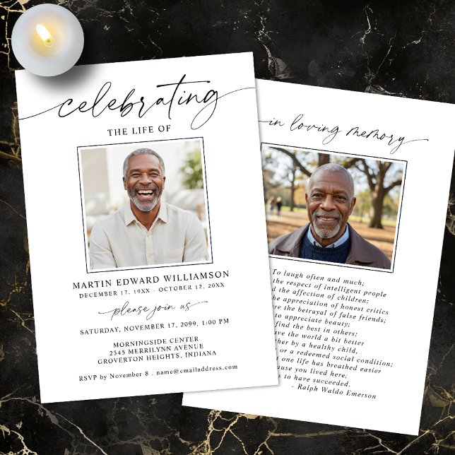 Funeral Celebration of Life Photo Memorial Invitation (Creator Uploaded)