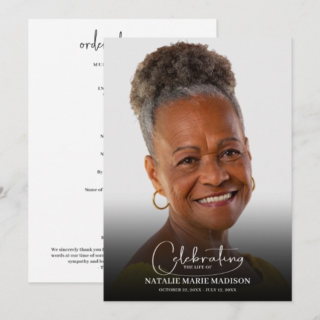 Funeral Celebration of Life Photo Programme (Front/Back)