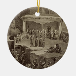 Funeral Ceremony in the Ruins at Akhaltchi, Dagest Ceramic Tree Decoration