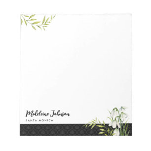 Funeral Classic Elegant Snowdrops Laurel Damask Notepad