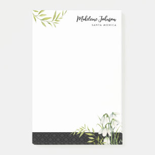 Funeral Classic Elegant Snowdrops Laurel Damask Post-it Notes