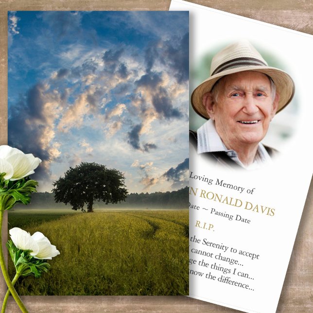Funeral Clouds Memorial Prayer Sympathy Cards (sunset, sunrise, tree, celebration of life, in loving memory of, prayer cards for bereavement)