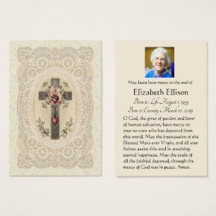 Funeral Cross Religious  Memorial Holy Card -