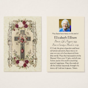 Funeral Cross Religious  Memorial Holy Card -