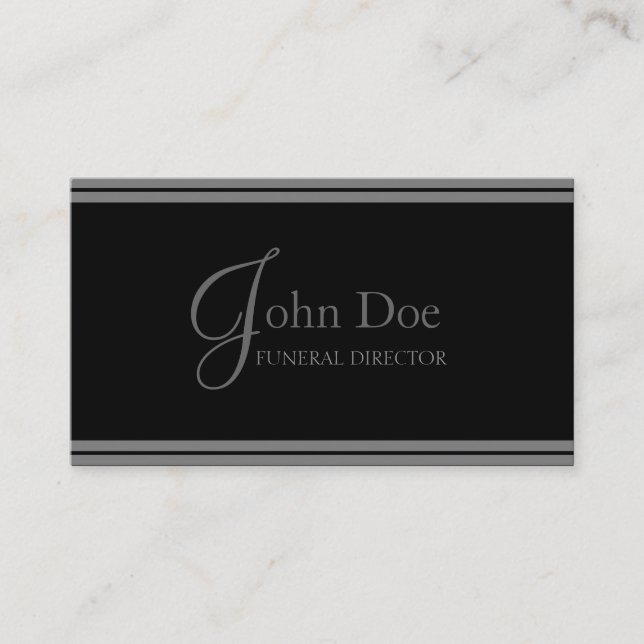 Funeral Director Black/Grey Stripes Business Card (Front)