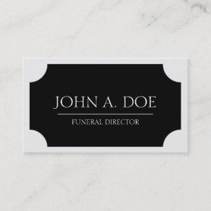 Funeral Director Black Plaque/Classic White Business Card