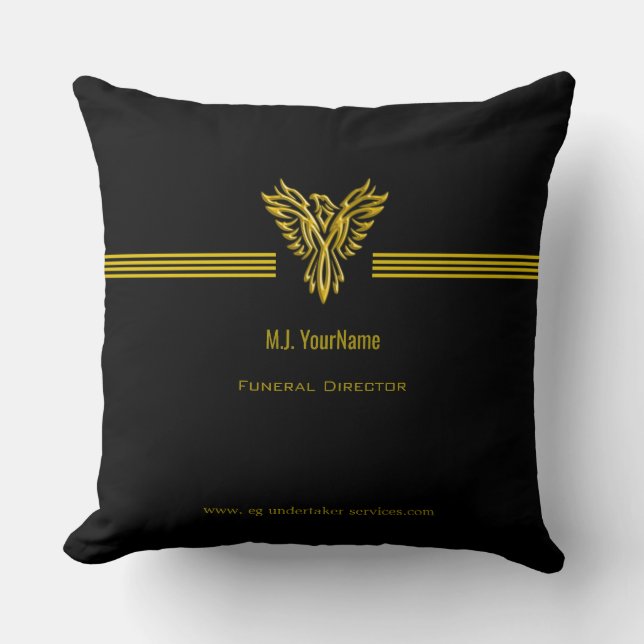 Funeral Director gold stripes and rising phoenix Cushion (Front)